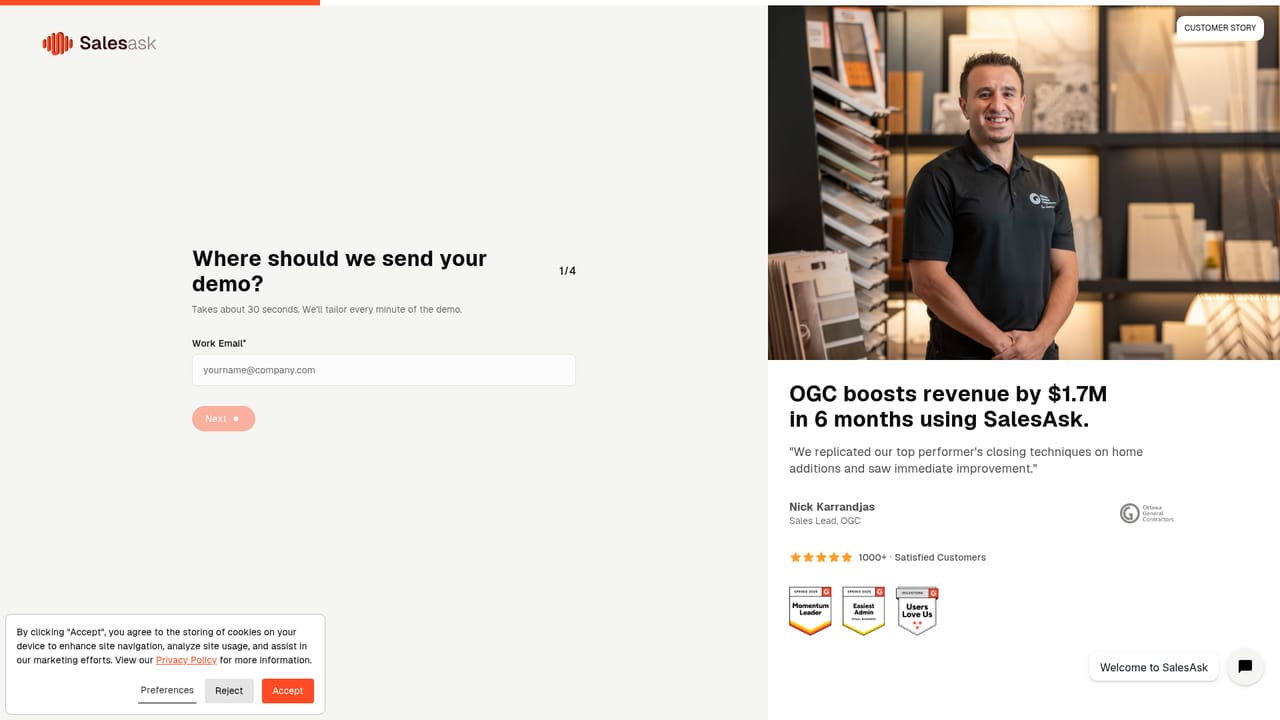 Sales Ask — Book a demo for your trade