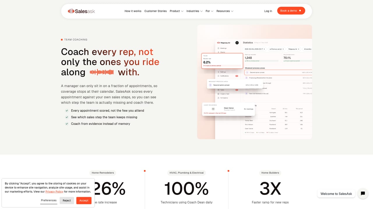 Sales Ask — Set up coaching for reps and managers