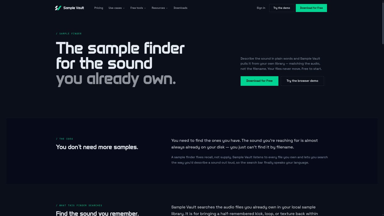 Sample Vault — Search by describing the sound
