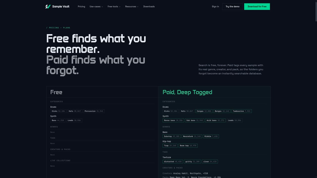 Sample Vault — Upgrade when tagging becomes the bottleneck