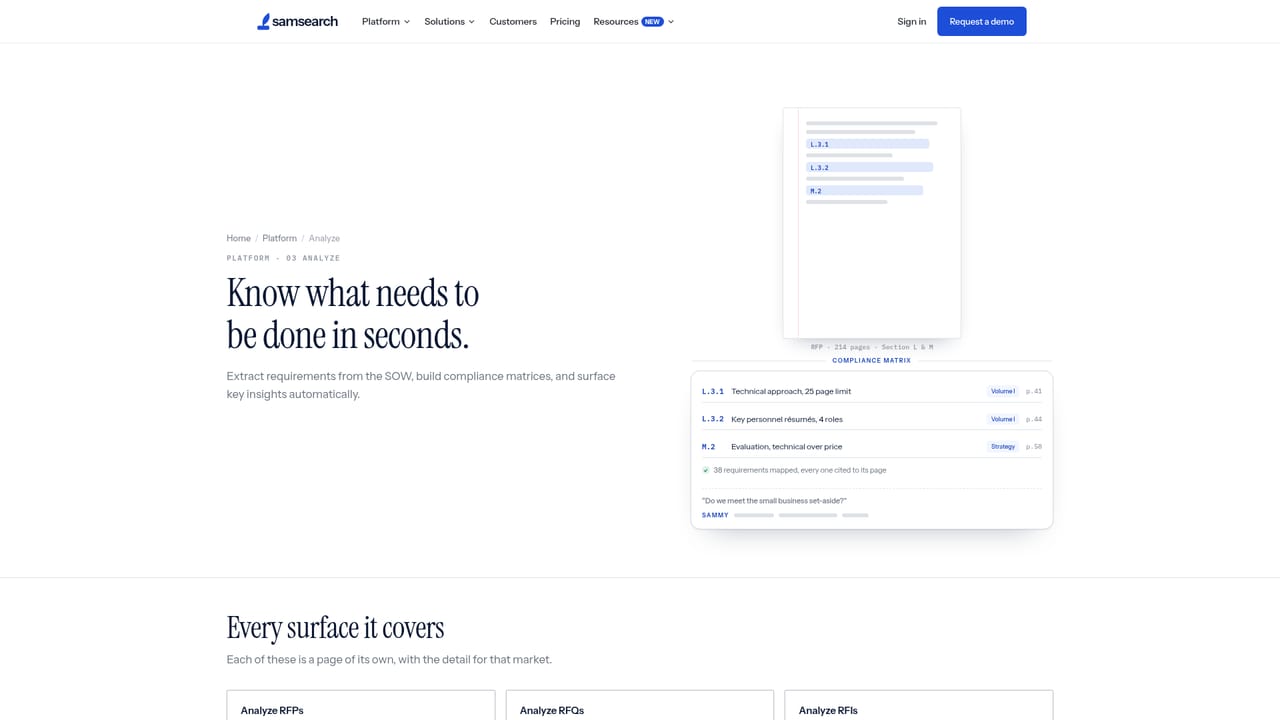 SamSearch — Analyze solicitation intelligence