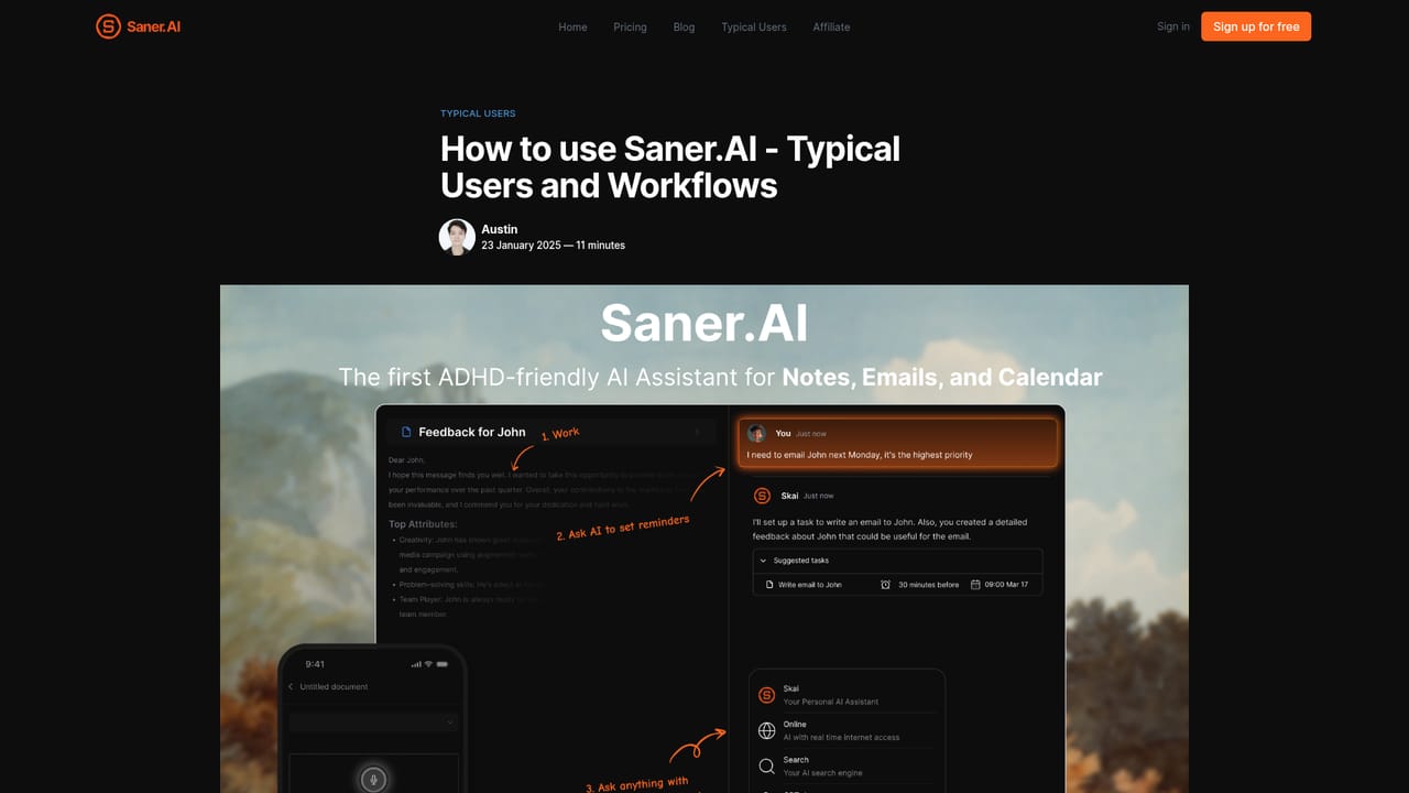 Saner.ai — Follow the official walkthrough