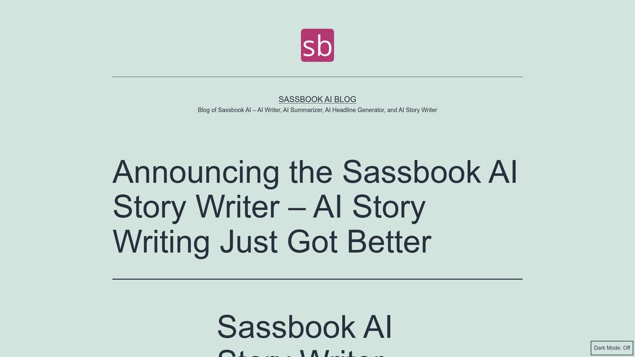 Sassbook AI Story generator — Rate results and read the tips