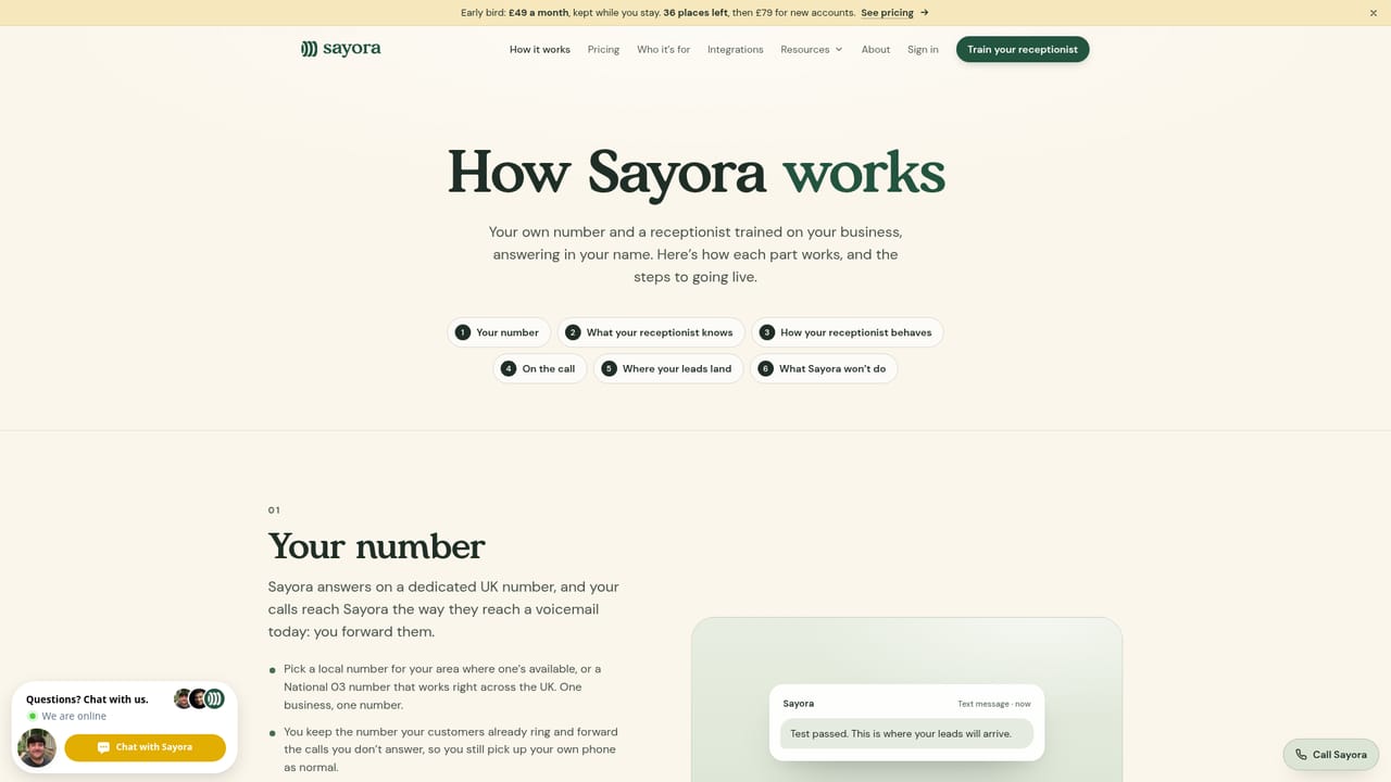 Sayora — Test it with the calls you actually get