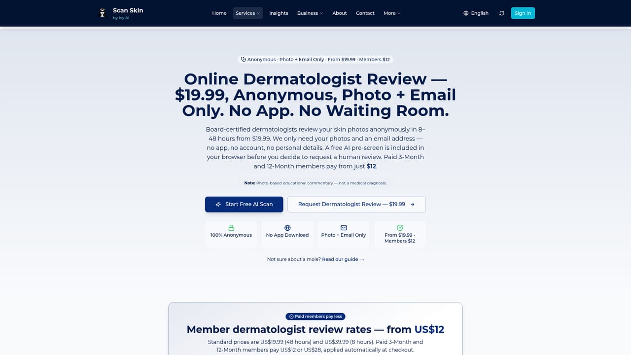ScanSkinAI — Add a dermatologist review if you want a human read