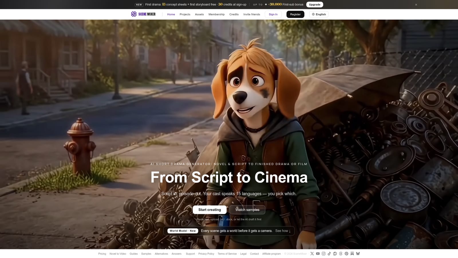 SceneMixer — Start a new drama