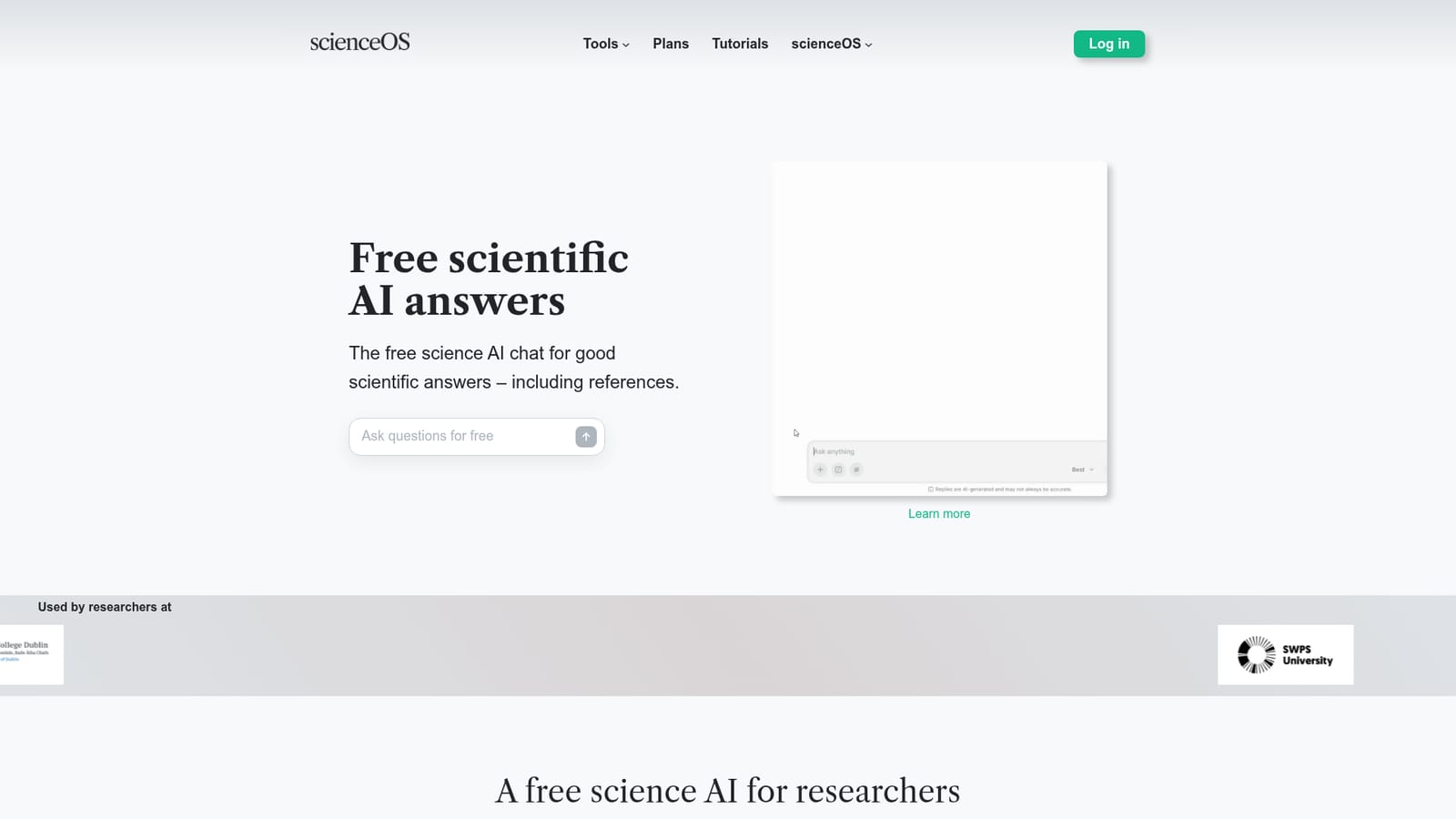 ScienceOS — See what the chat covers