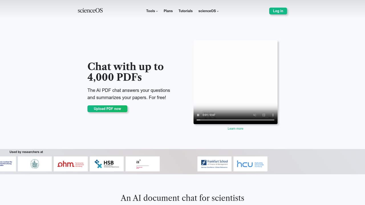 ScienceOS — Upload a PDF for document chat