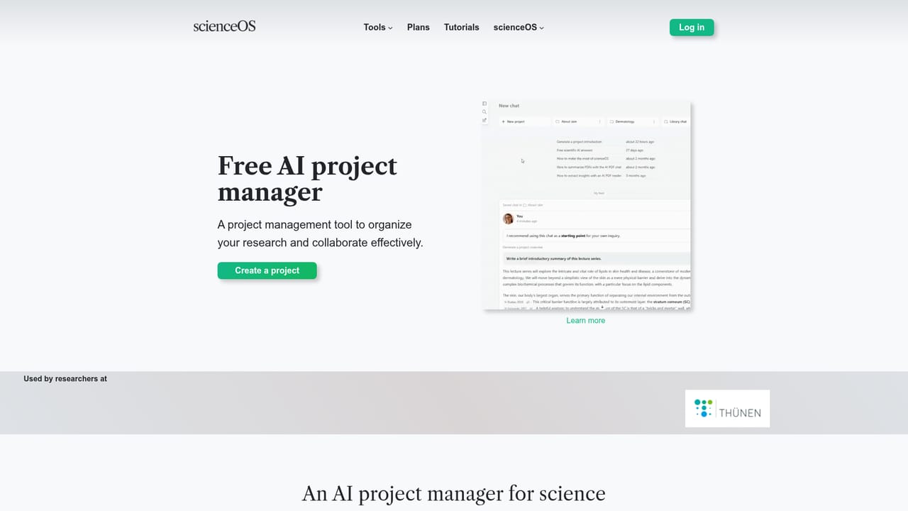 ScienceOS — Organize ongoing work in projects