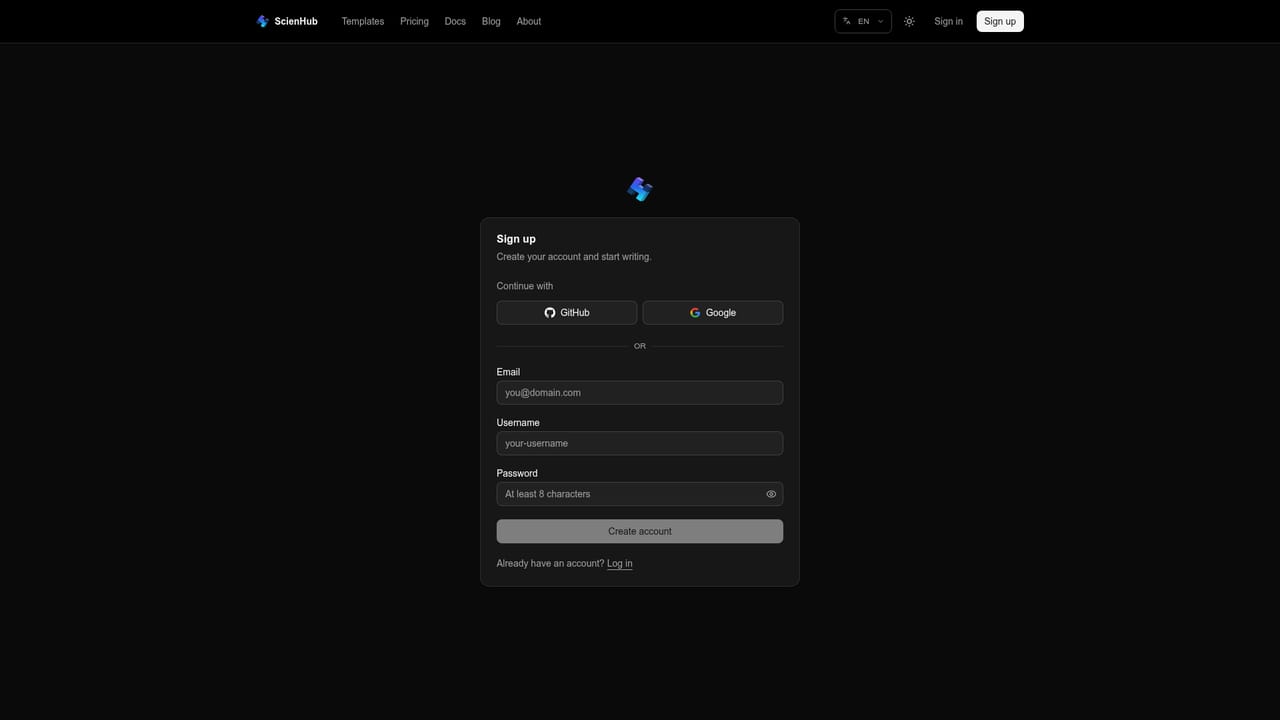 ScienHub — Create an account