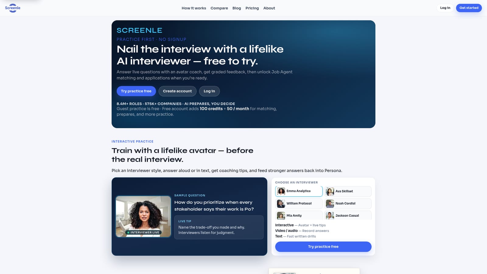 Screenle — Try a practice interview as a guest