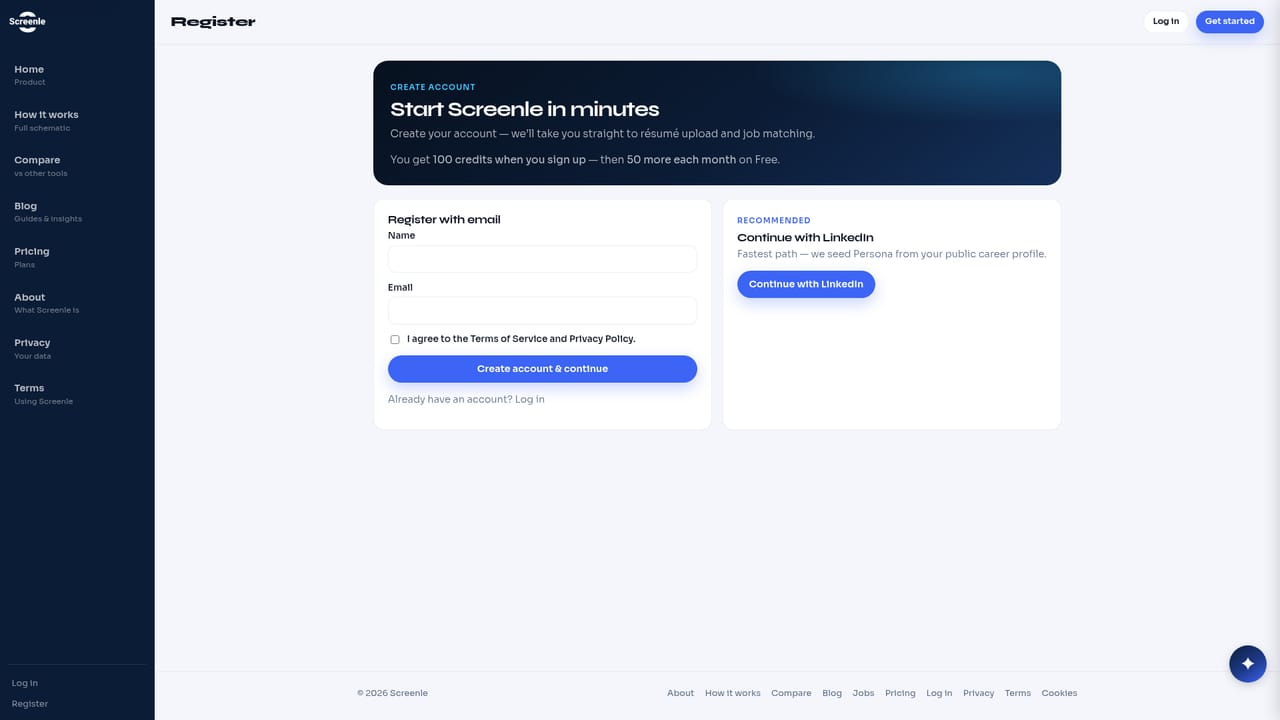 Screenle — Create an account to keep your results