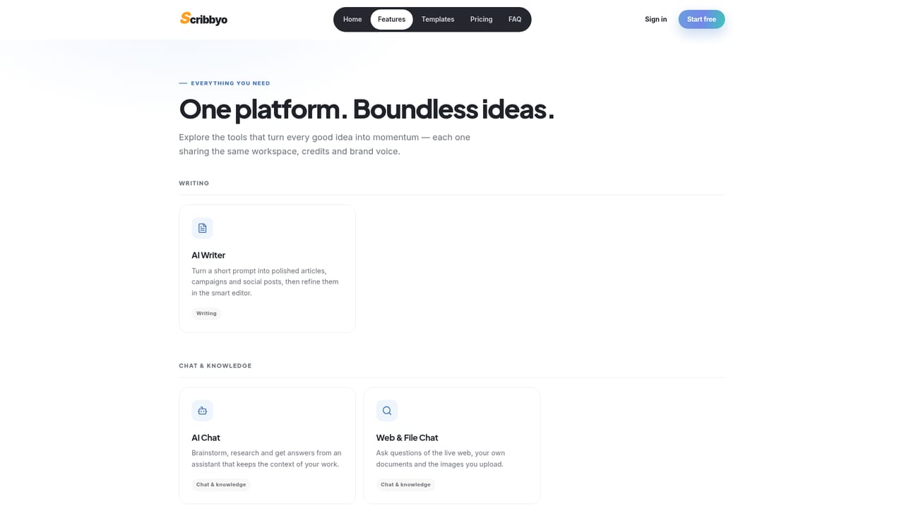 Scribbyo — Pick a studio from the dashboard