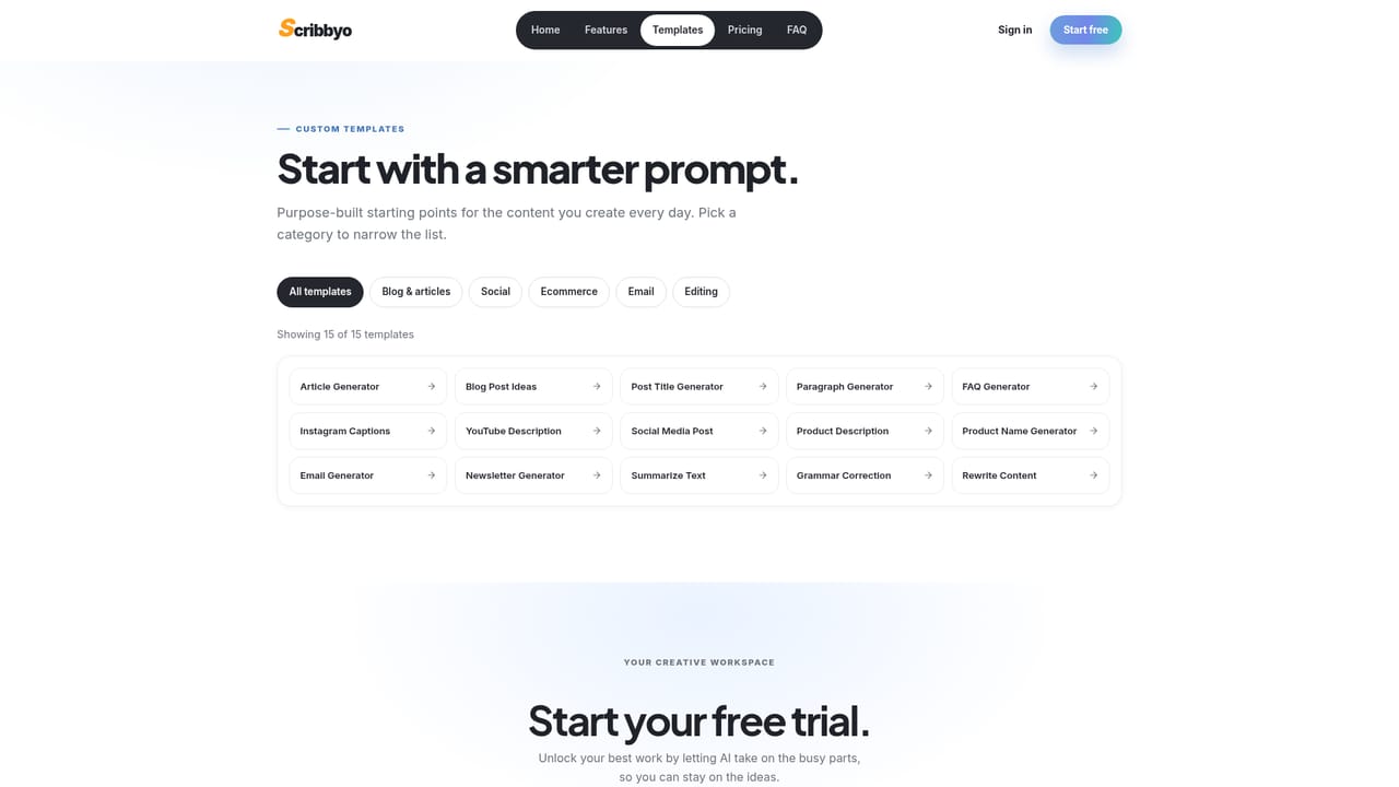 Scribbyo — Start from a template