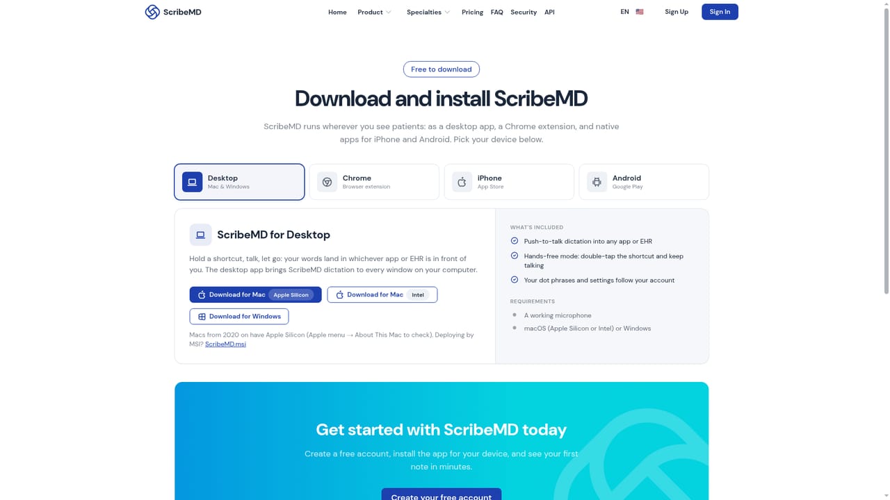 ScribeMD — Install the app for your platform