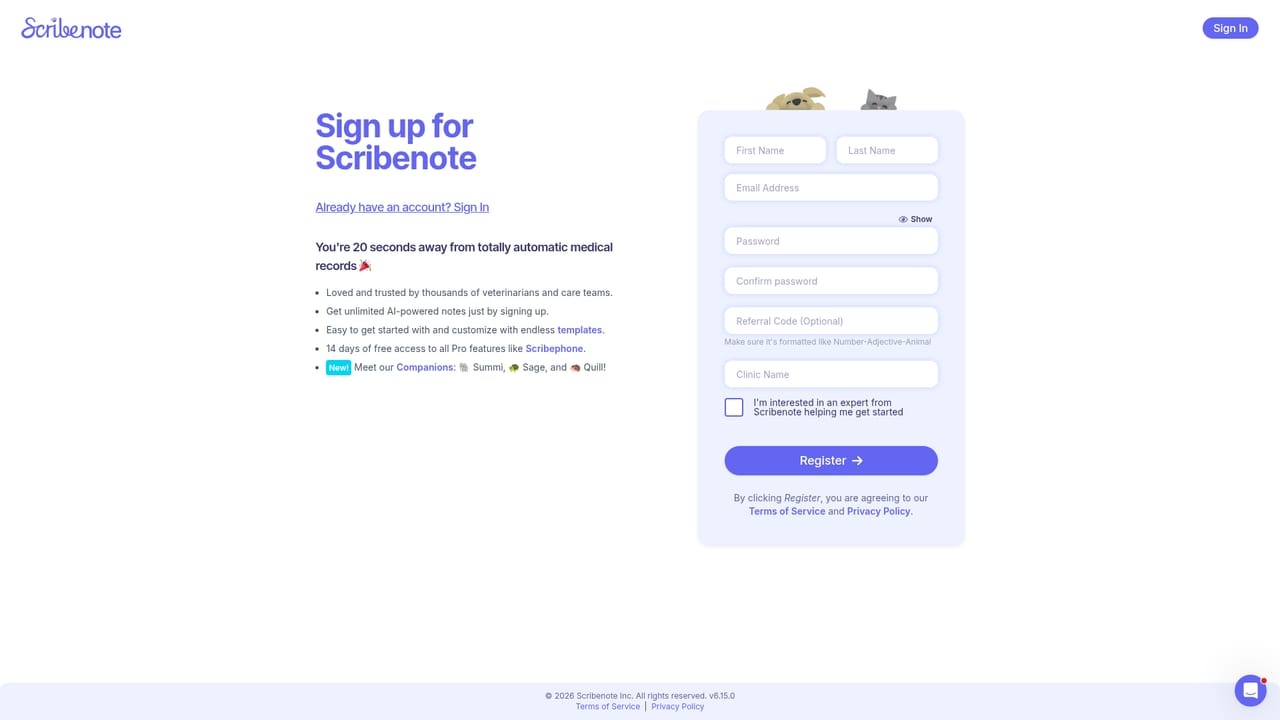 Scribenote — Create an account