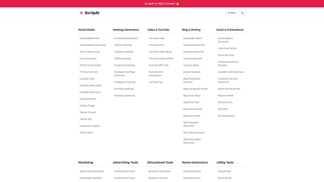 Scrip AI — Pick the format you are writing for