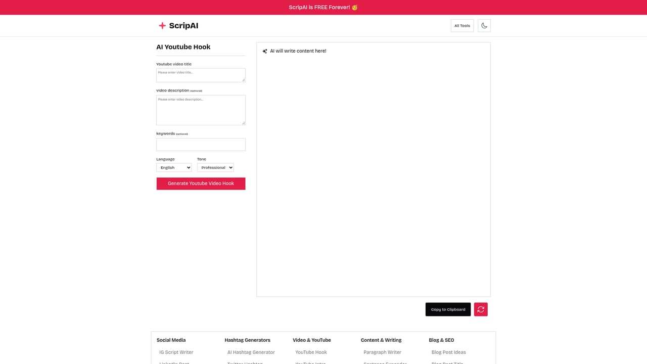 Scrip AI — Add a hook or caption