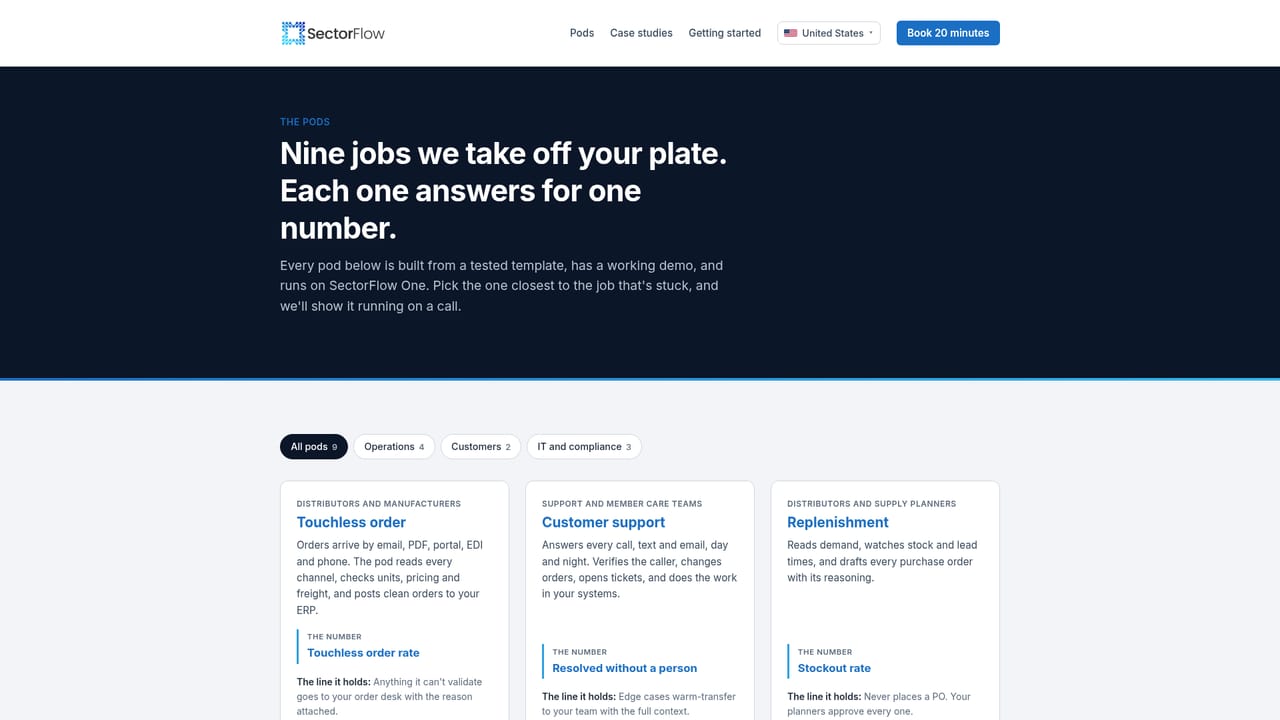 SectorFlow — Pick the pod and the number