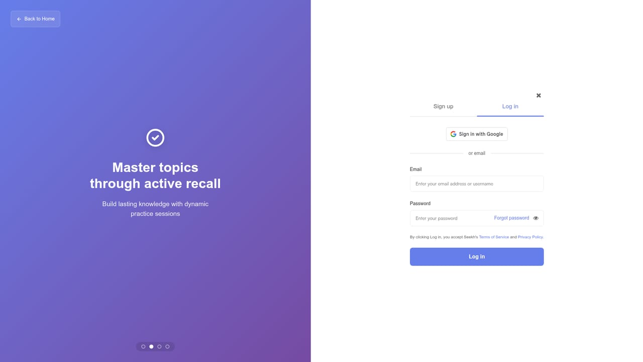 Seekh.co — Create an account