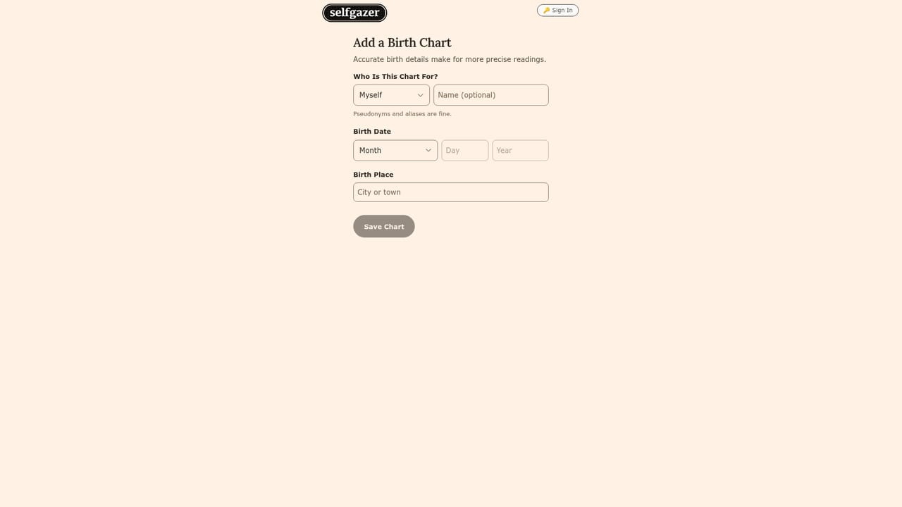 Selfgazer — Start with your birth chart