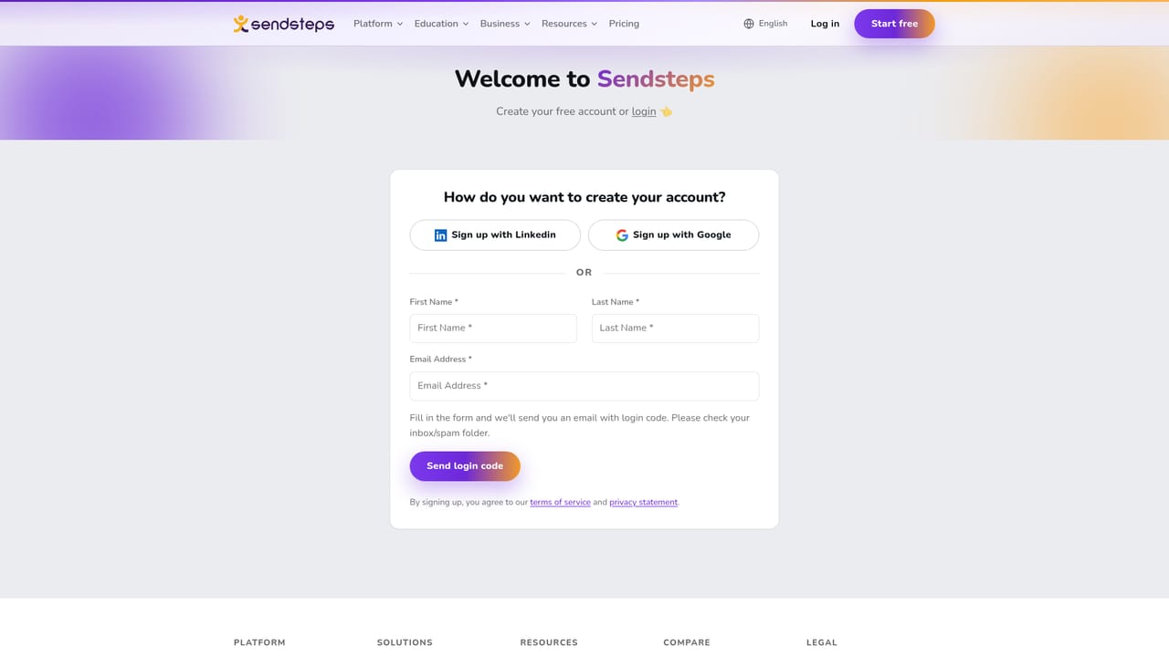 Sendsteps — Create a free account