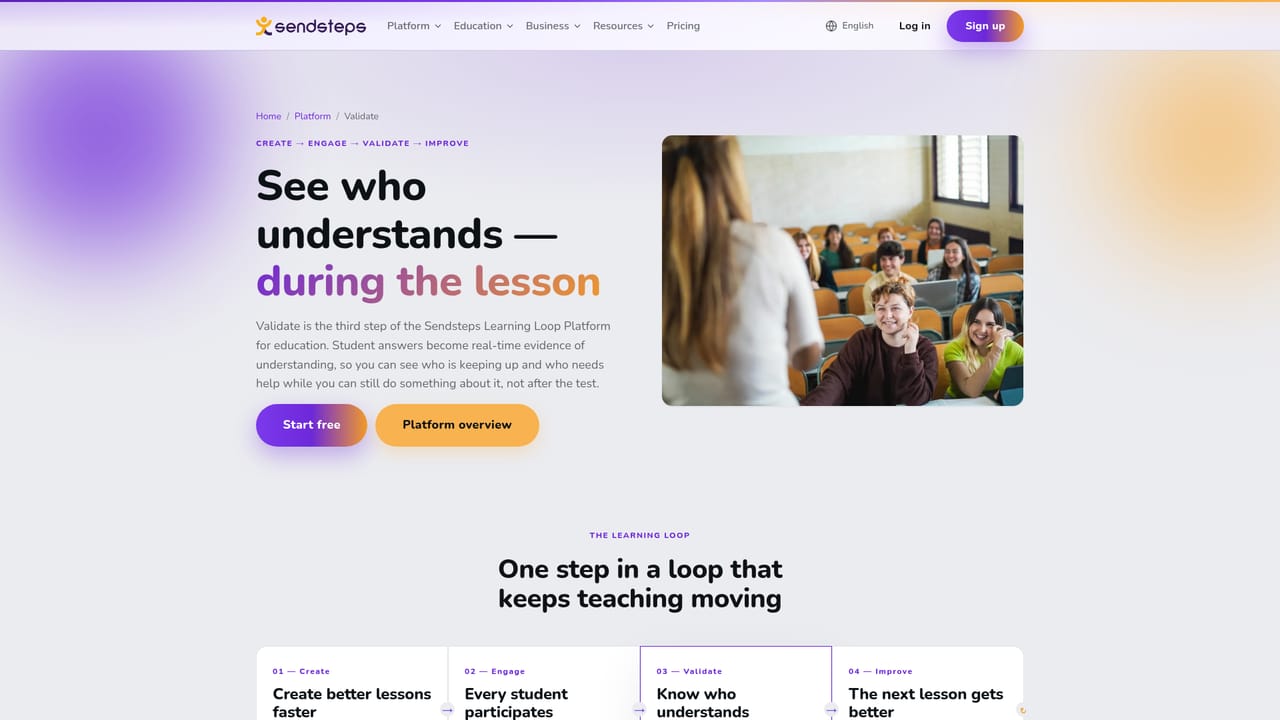 Sendsteps — Run the lesson and check understanding