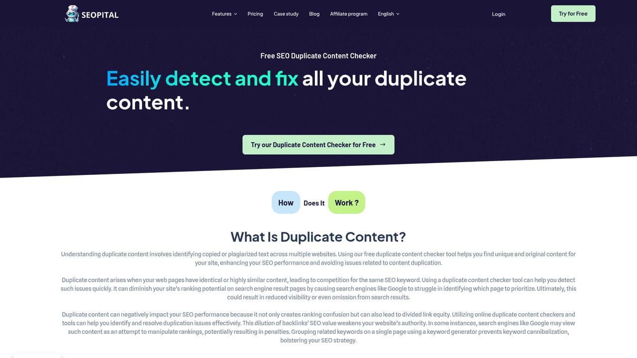 SEOpital — Check for keyword overlap