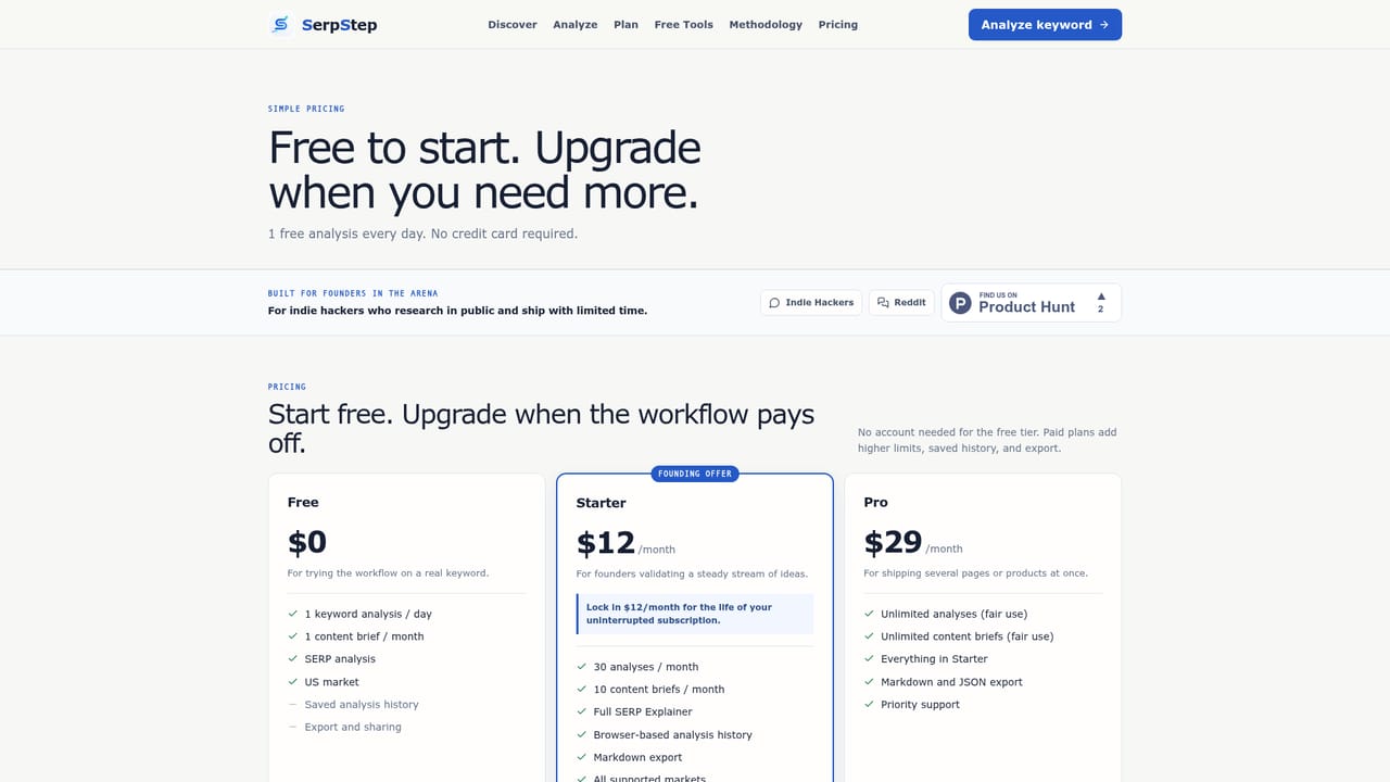 SerpStep — Review the pricing page for higher limits