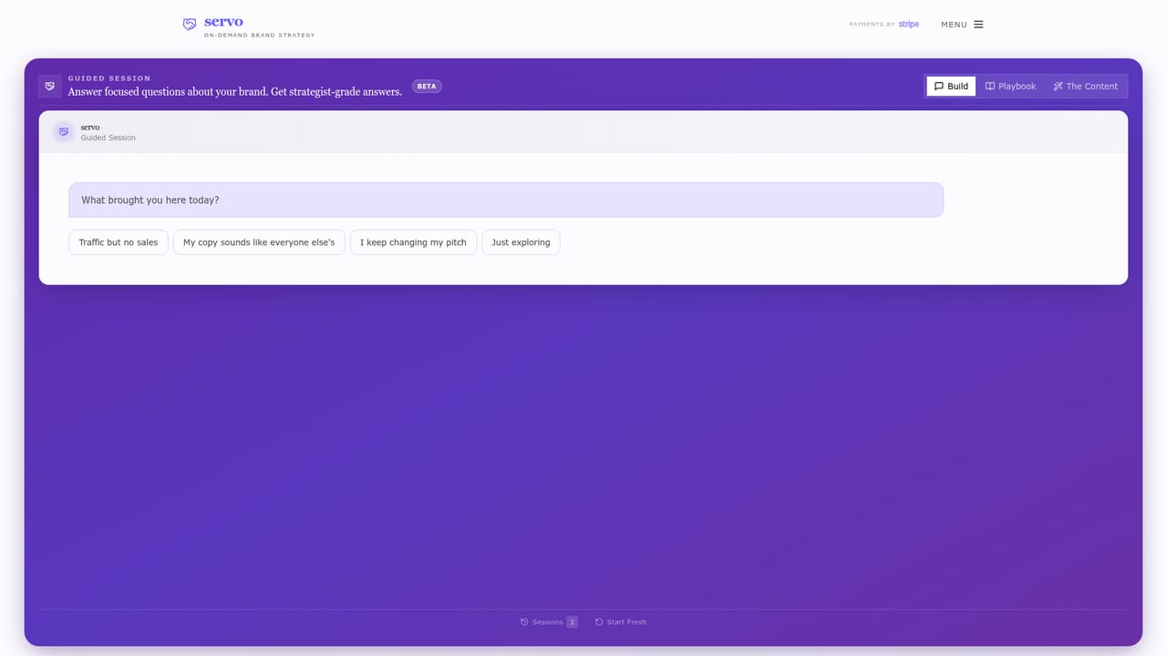 Servo — Start without a site