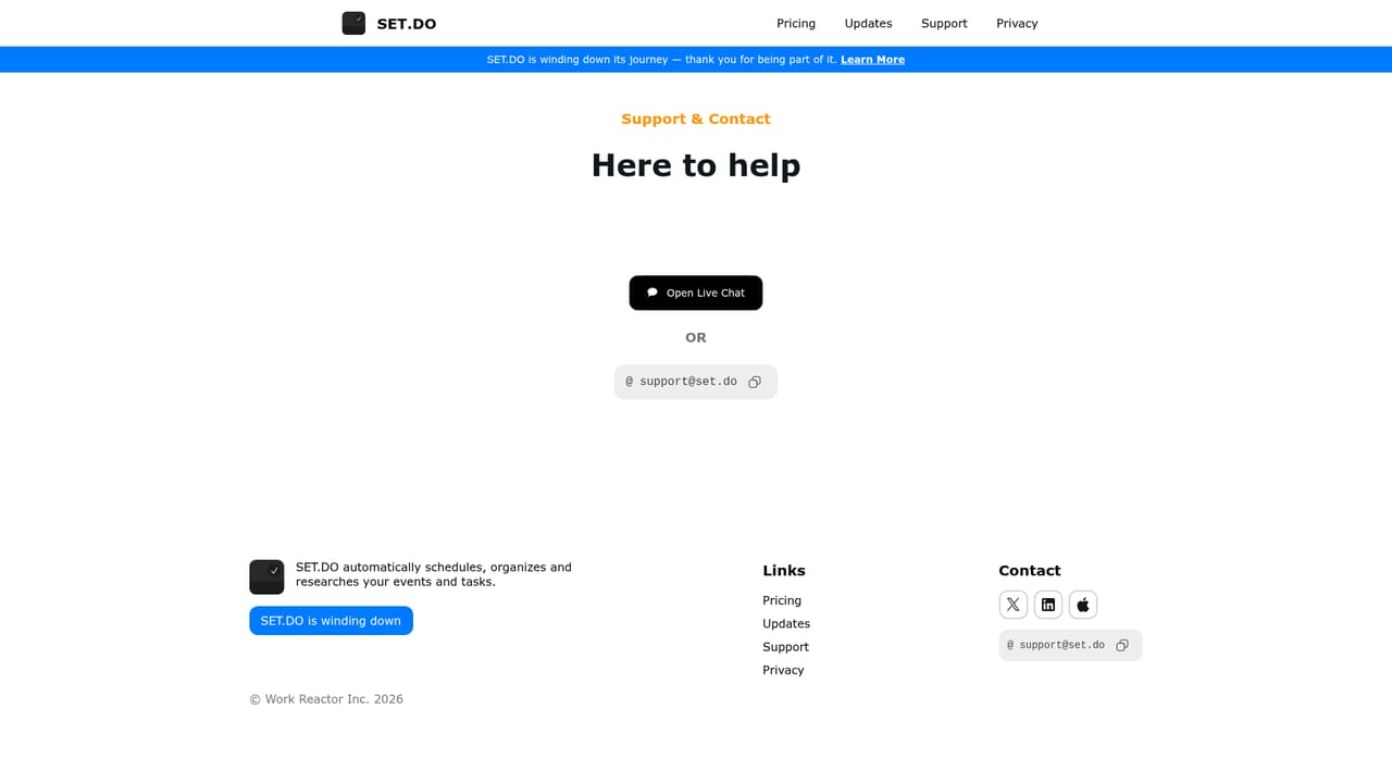 SET.DO — Ask support about plans or teams