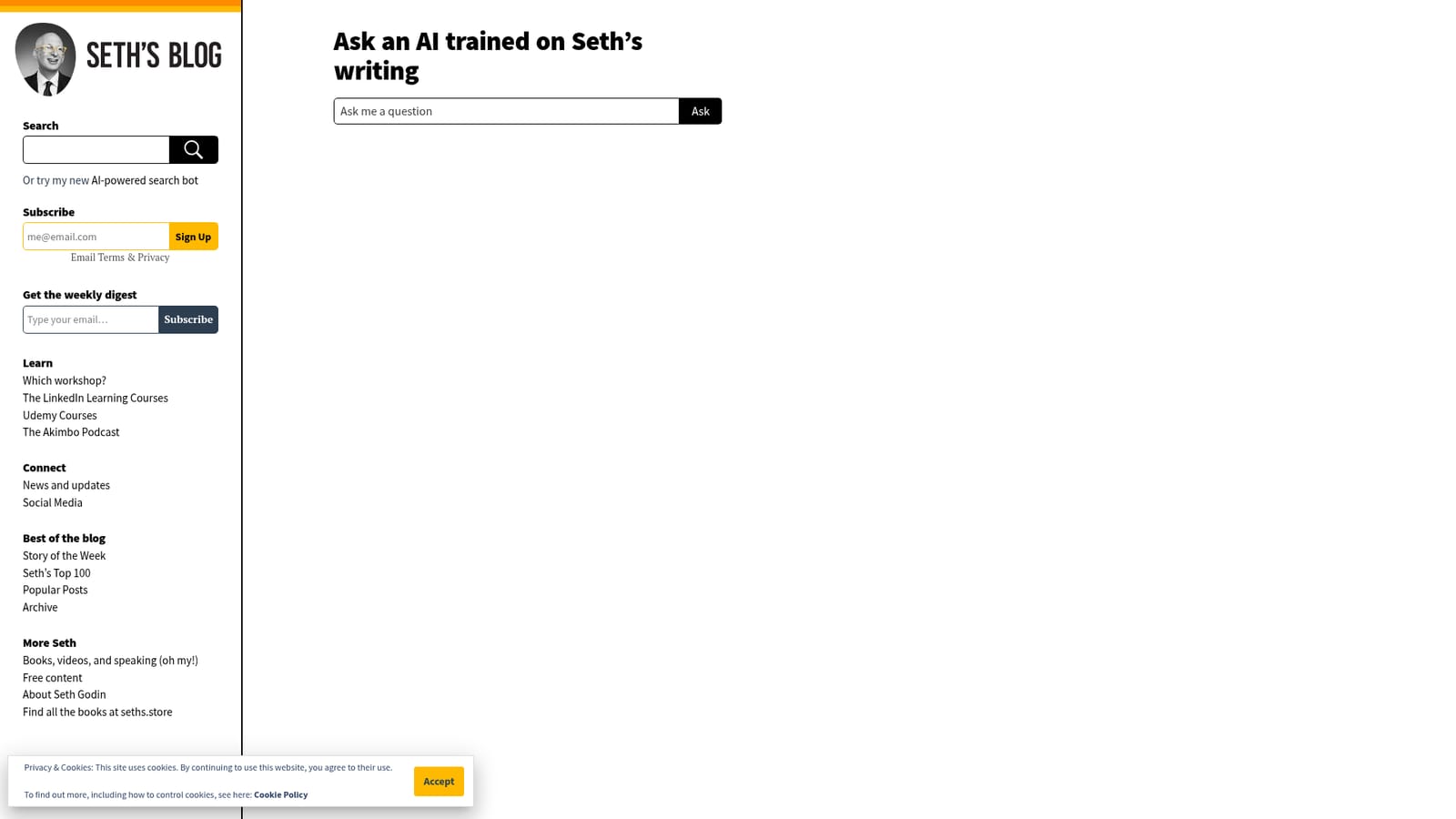 Seths Chatbot — Open the chatbot page