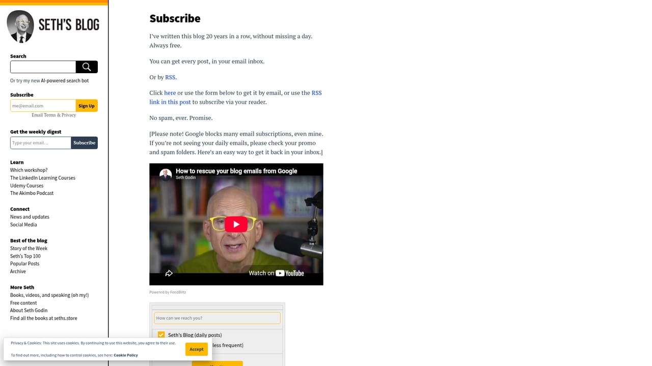 Seths Chatbot — Follow the source writing