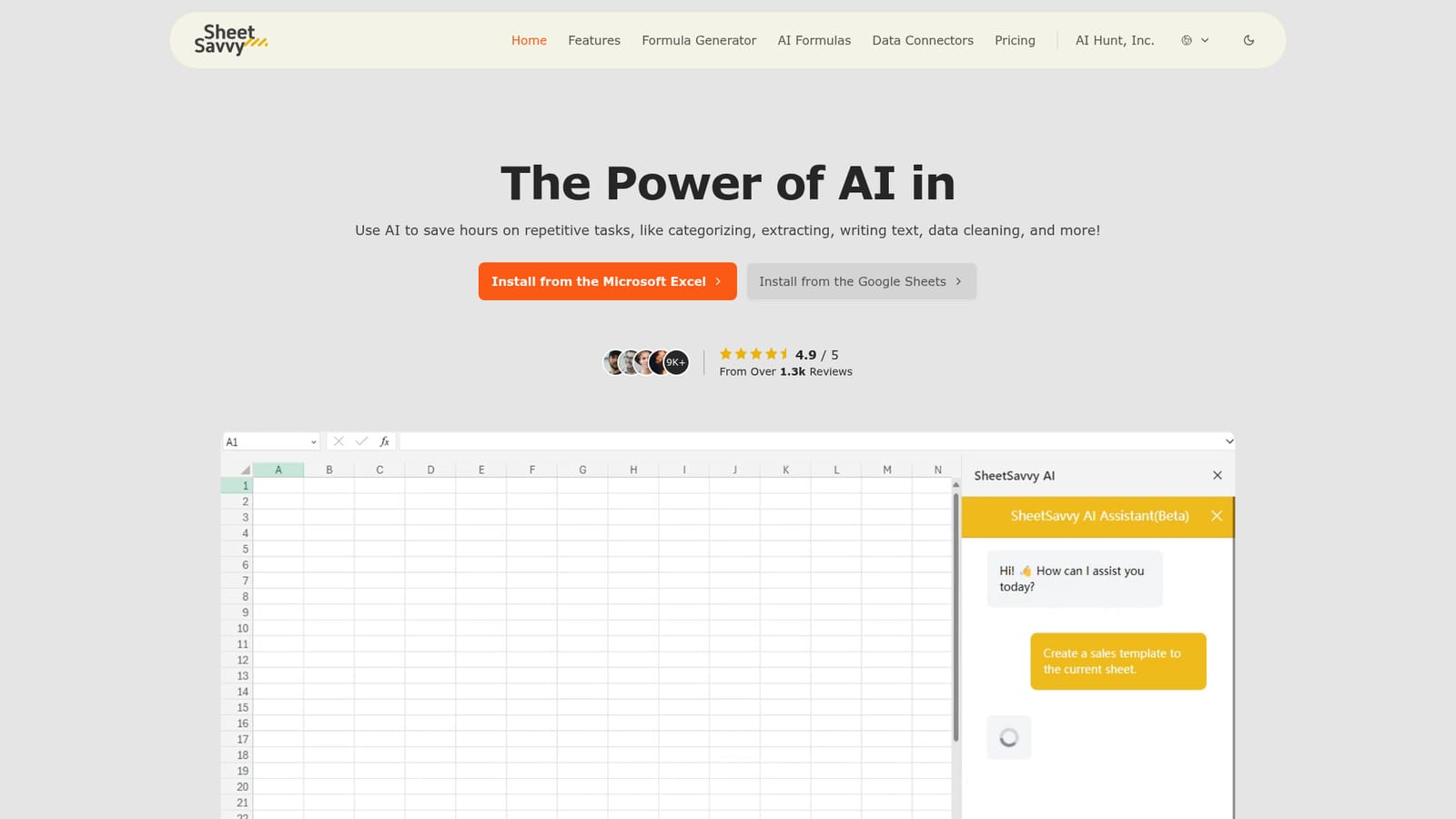 SheetSavvy AI — Install the add-on in Excel or Google Sheets