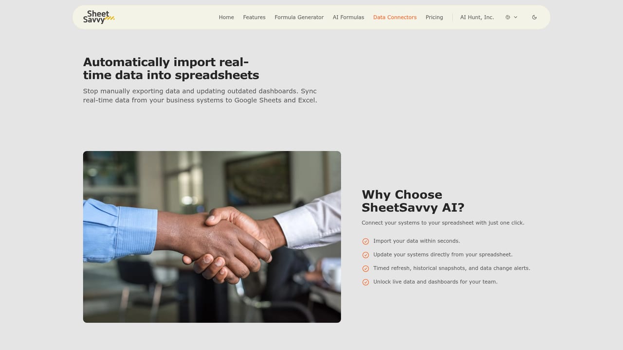 SheetSavvy AI — Connect a live data source
