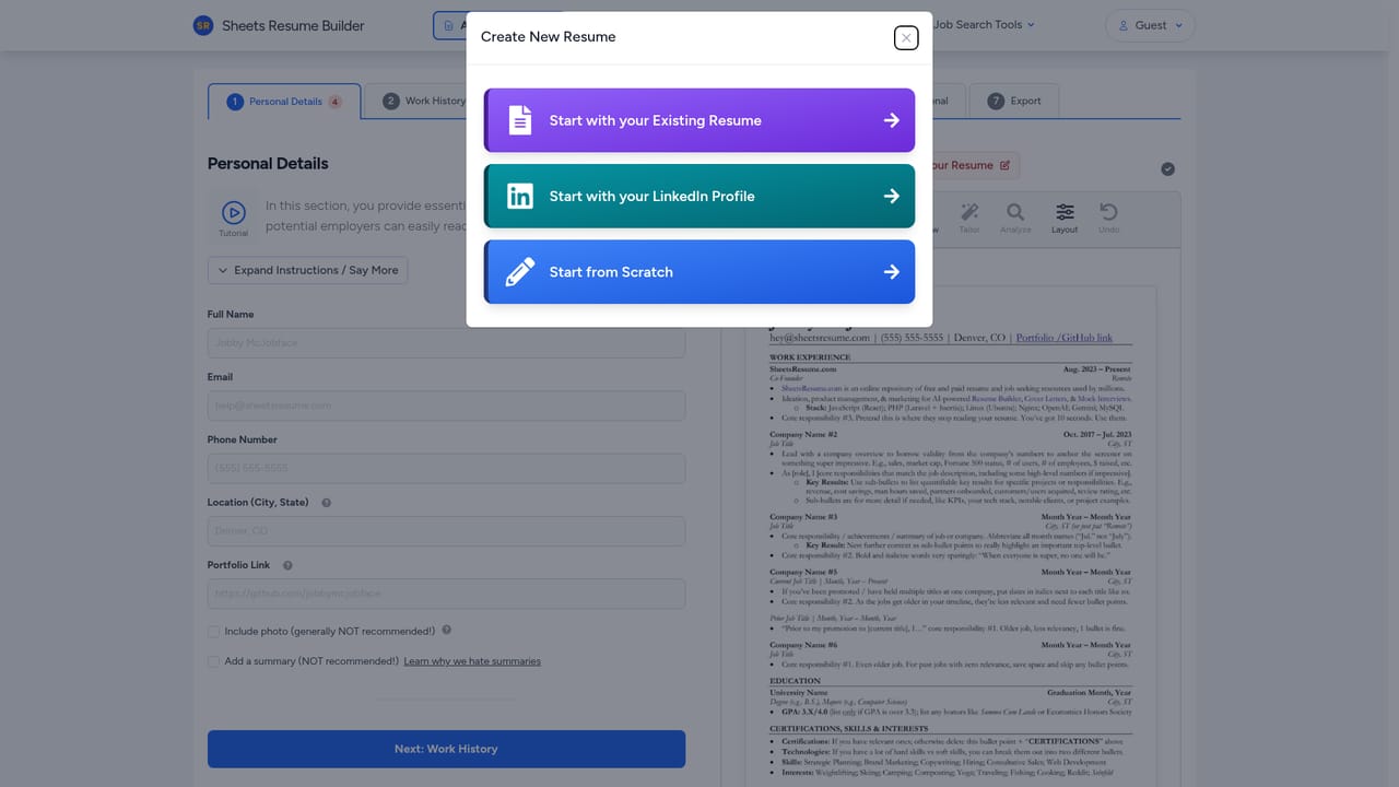 SheetsResume — Draft and tailor the resume