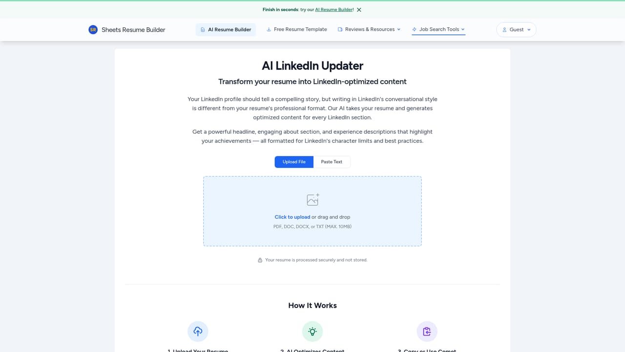 SheetsResume — Refresh your LinkedIn profile