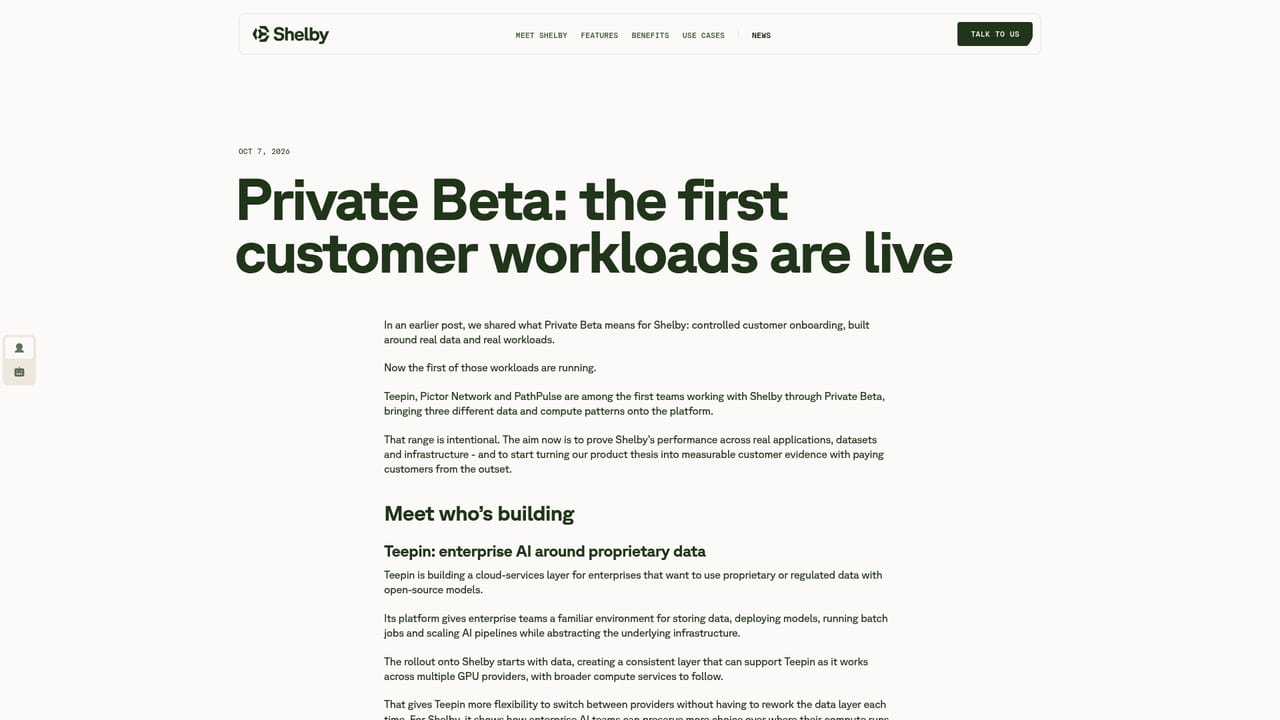 Shelby — Catch up on the private beta