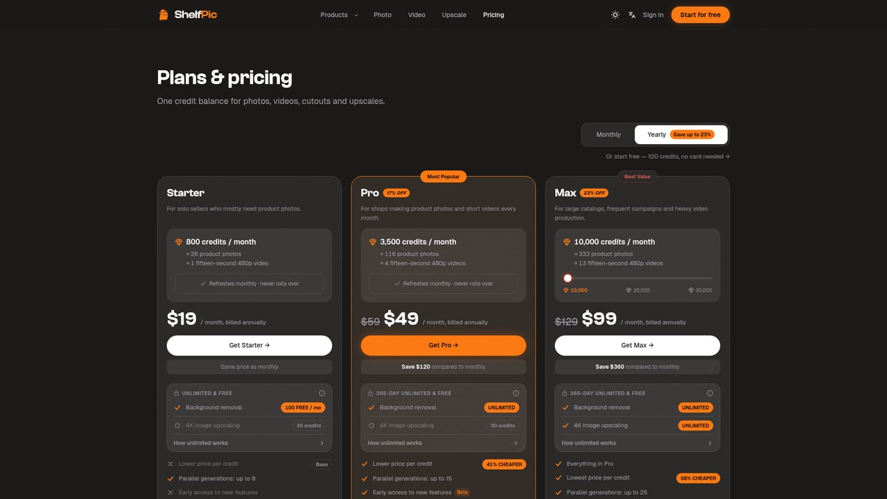 ShelfPic — Pick a plan and download