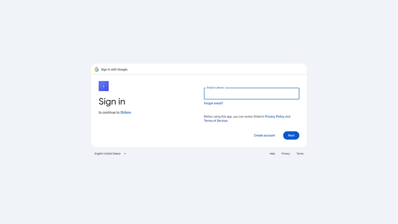 Shiken — Create your account
