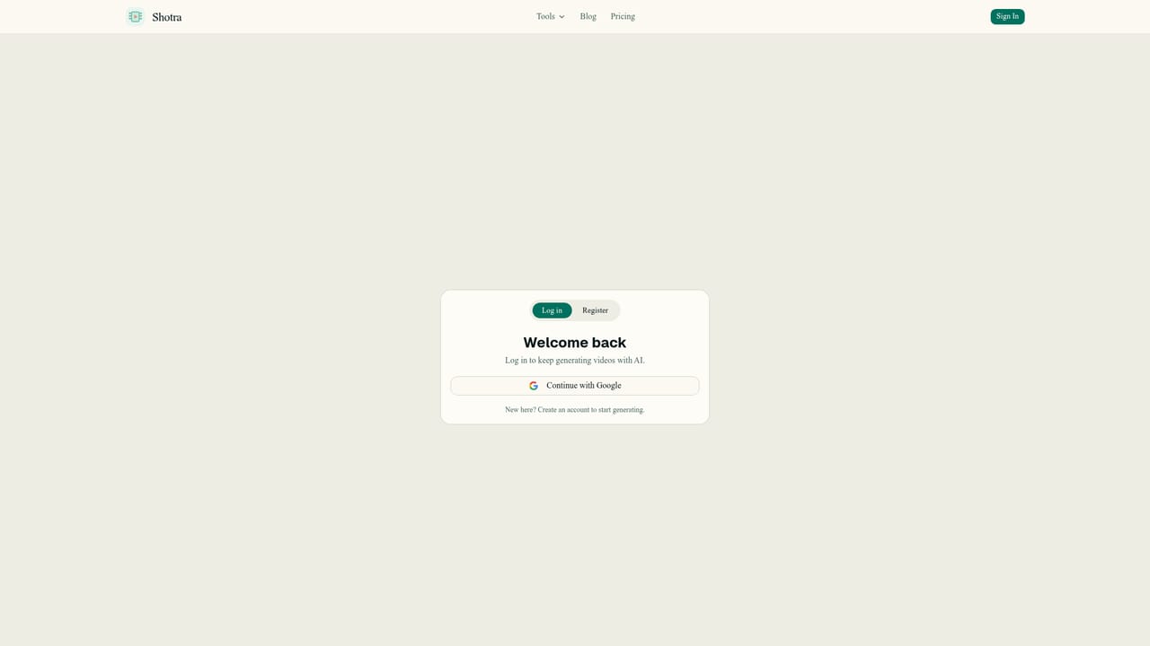 Shotra — Open the generator and sign in