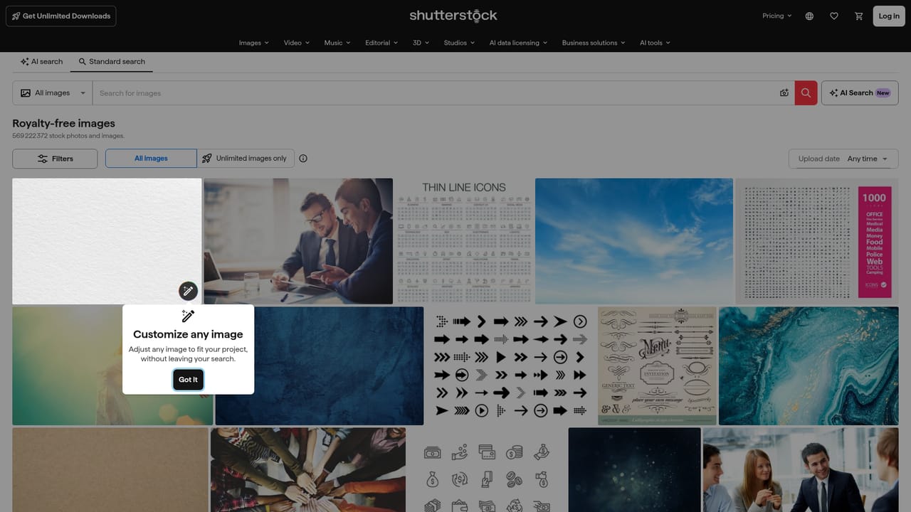 Shutterstock — Search with a specific term