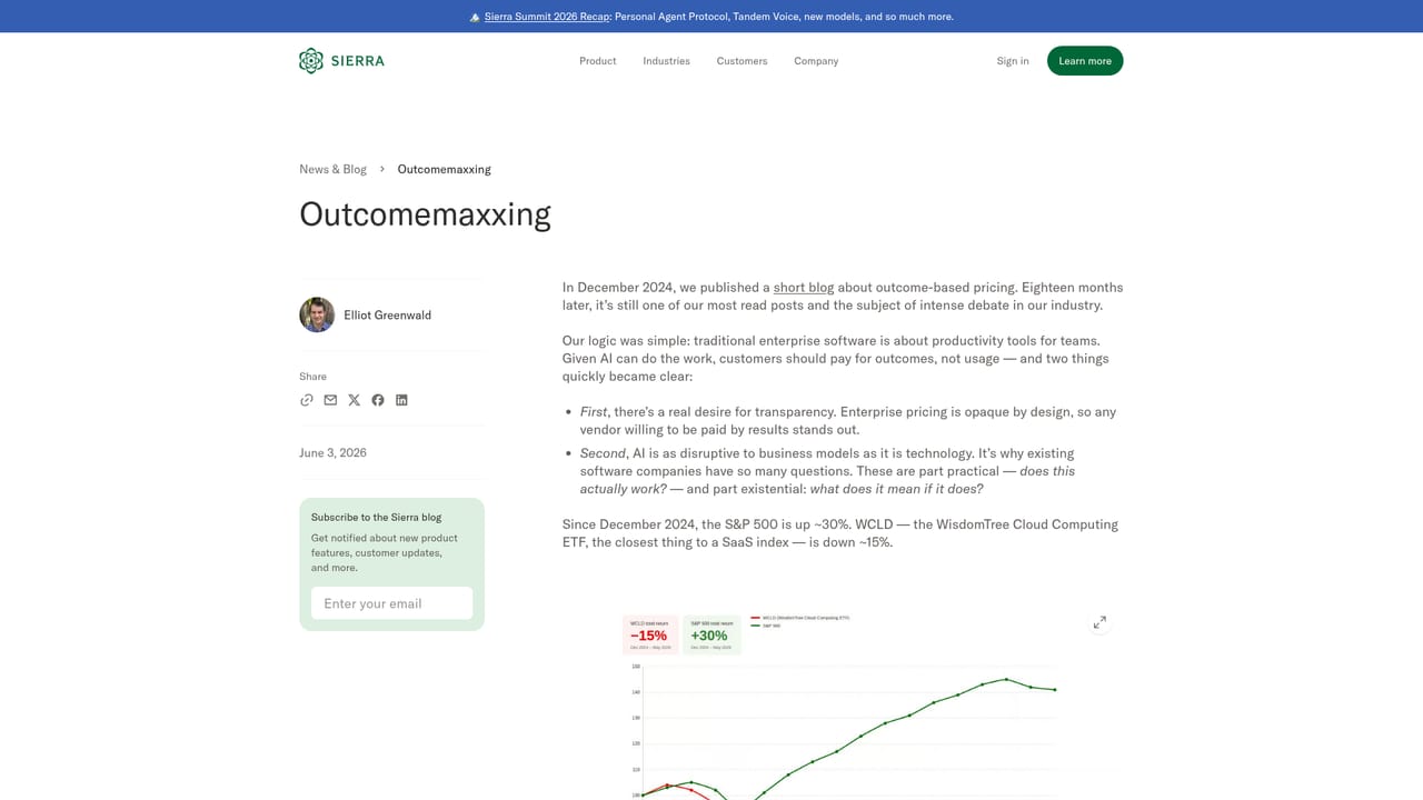 Sierra — Understand outcome-based pricing