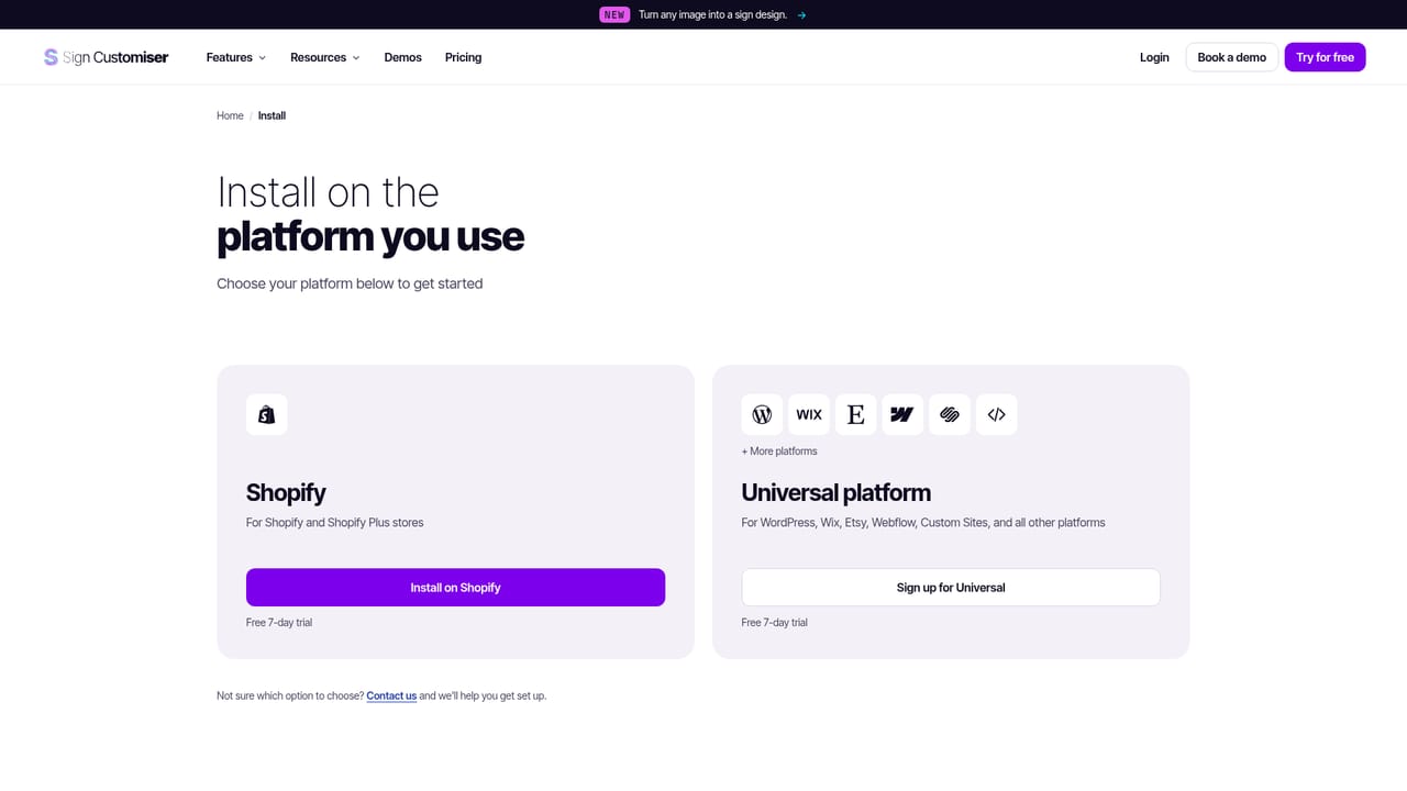 Sign Customiser — Start the free trial