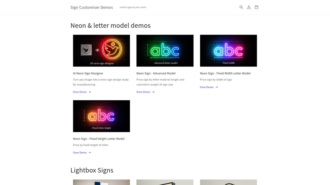 Sign Customiser — Explore the live demos