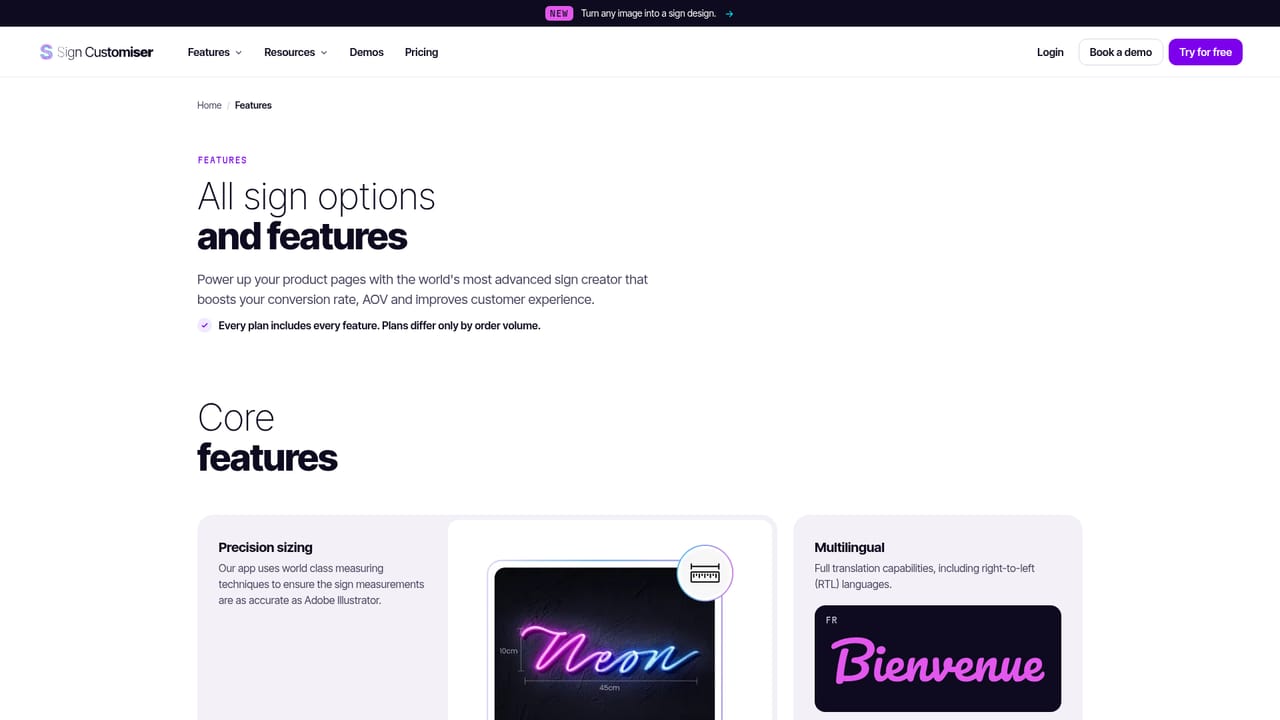 Sign Customiser — Configure pricing and options