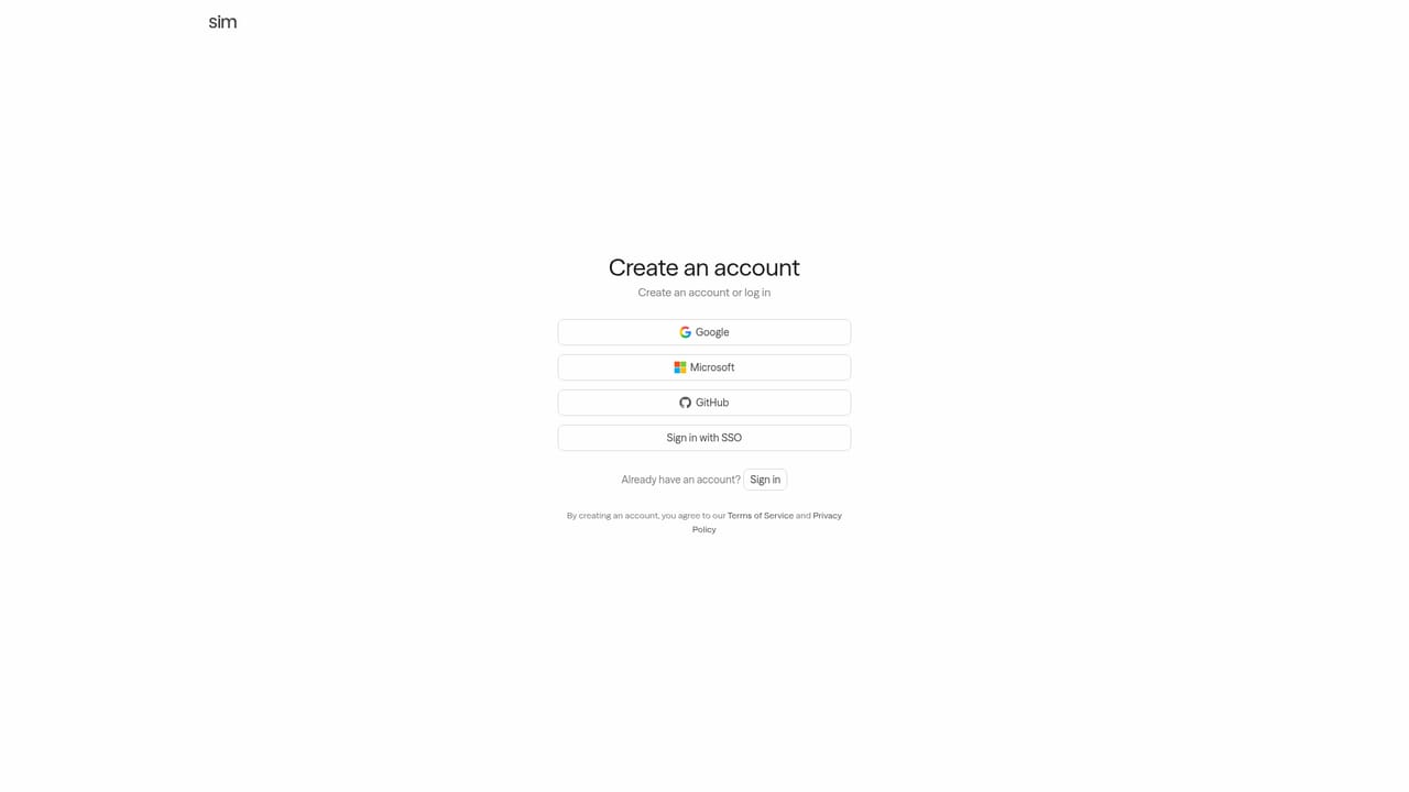 Sim AI — Create your Sim account