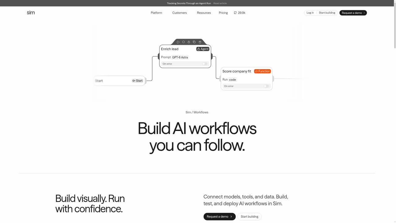 Sim AI — Describe or design your first agent