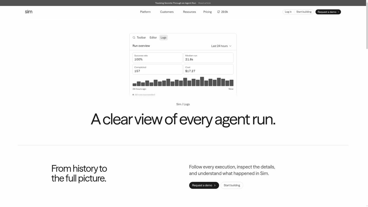Sim AI — Run and trace the agent