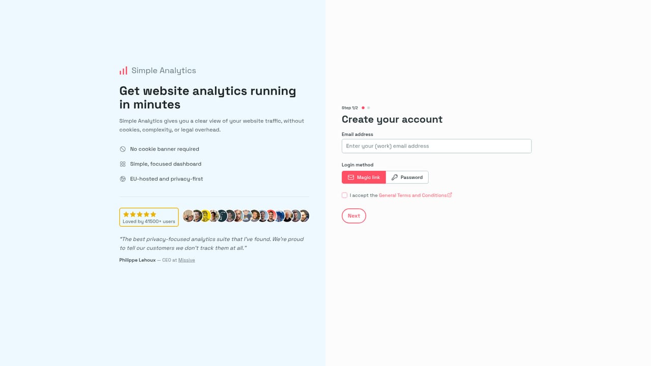 Simple Analytics AI — Create your Simple Analytics account